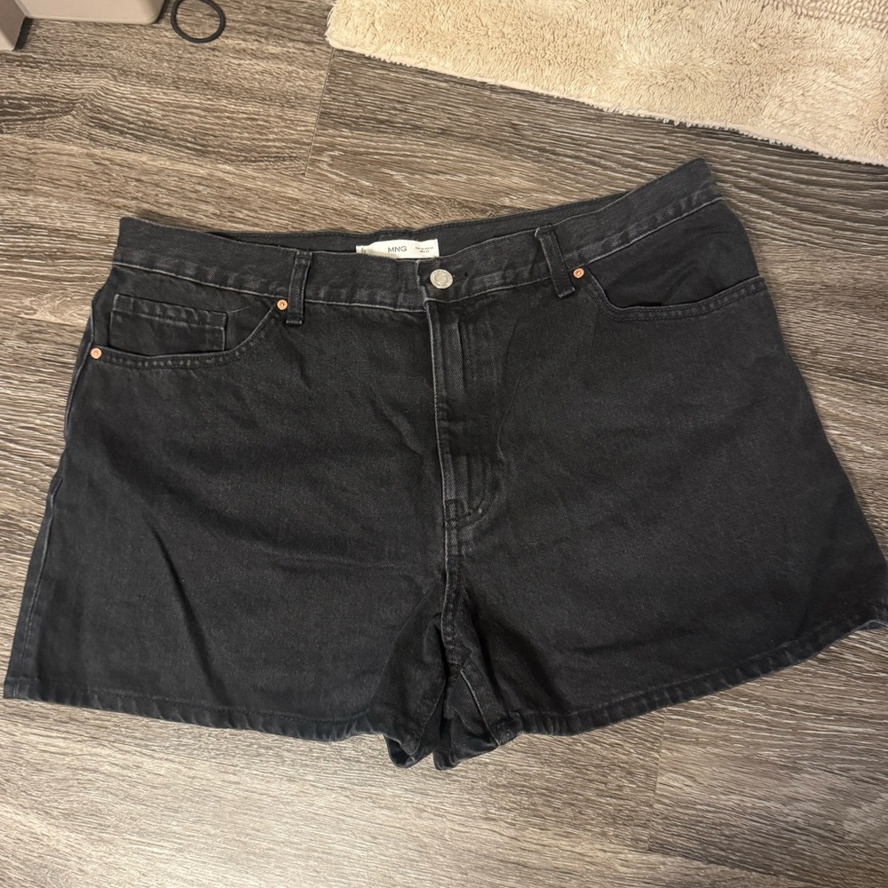 Mango Black Jean Shorts High-Waisted Denim